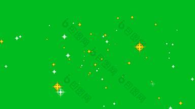 星星飞行低重力摘要运动闪闪发光的粒子慢褪了色的绿色屏幕背景